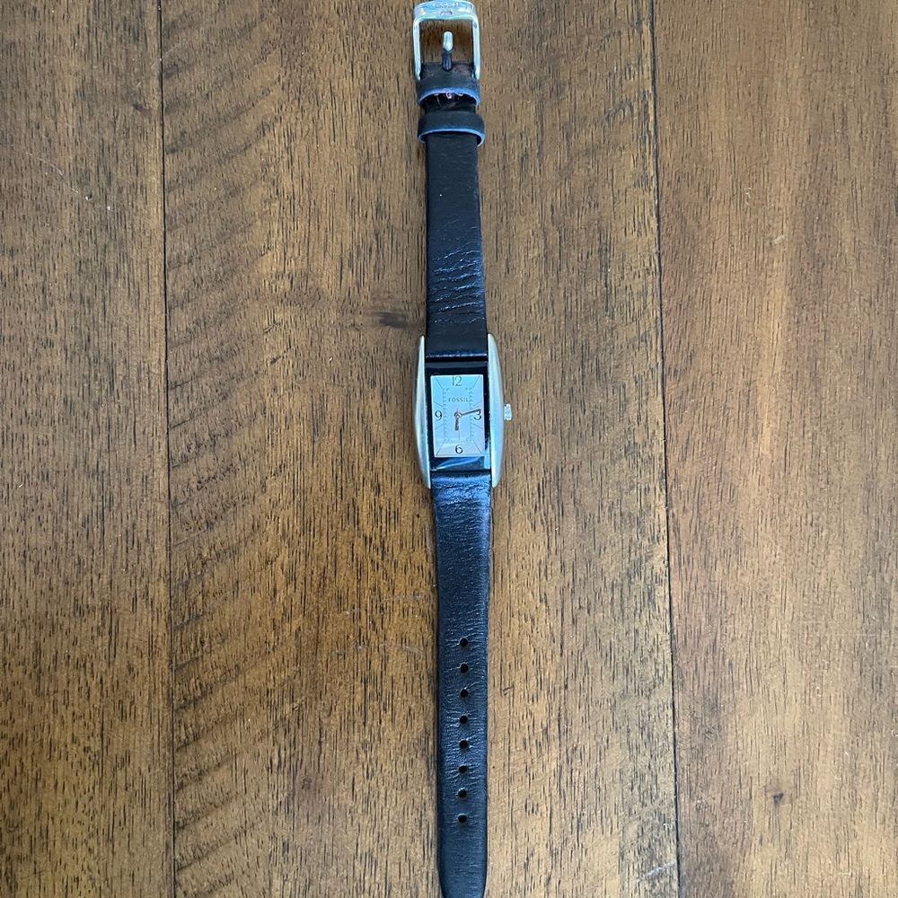 Fossil Black Leather Strap Watch